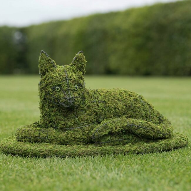 Lying Cat Topiary, Mossed, 10 in