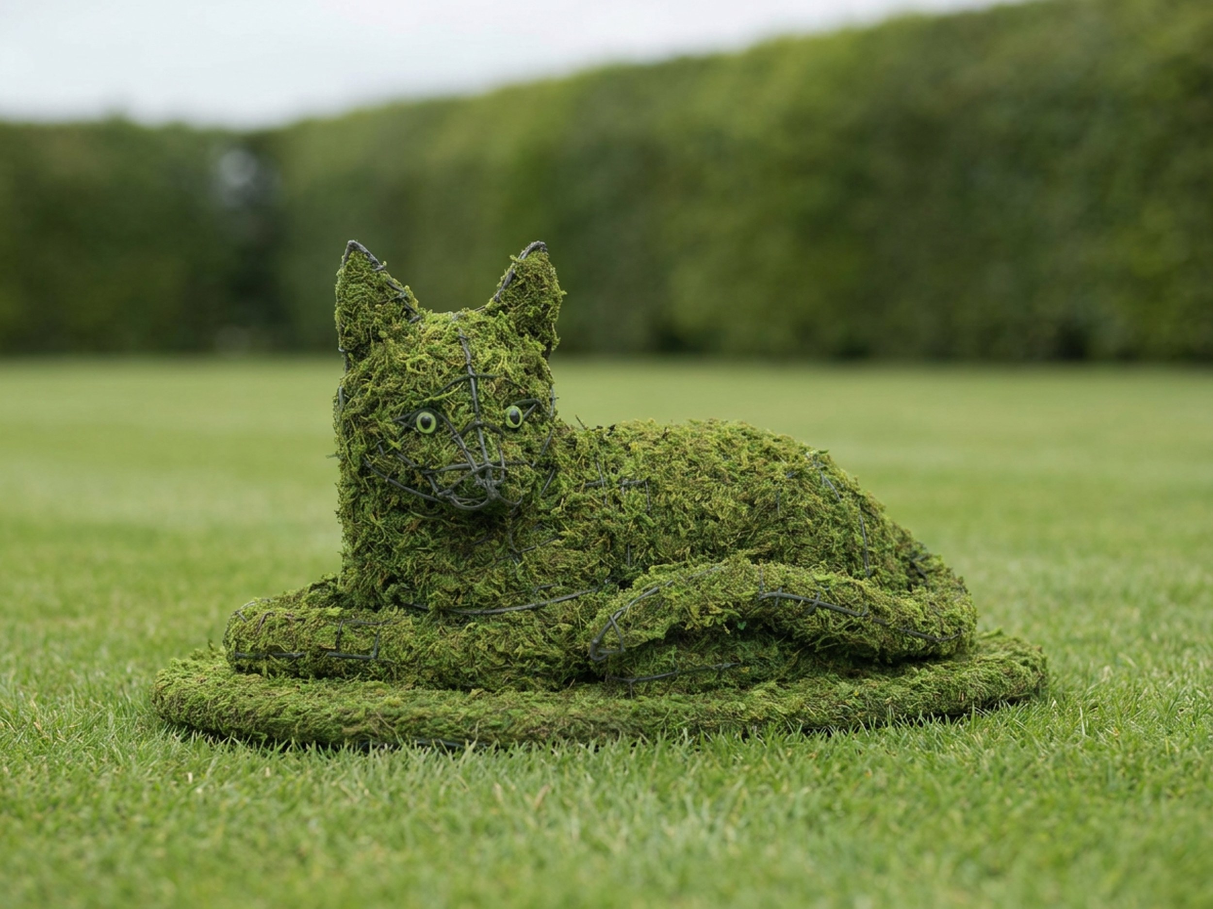 Lying Cat Topiary, Mossed, 10 in Lying Cat Topiary, Mossed, 10 in