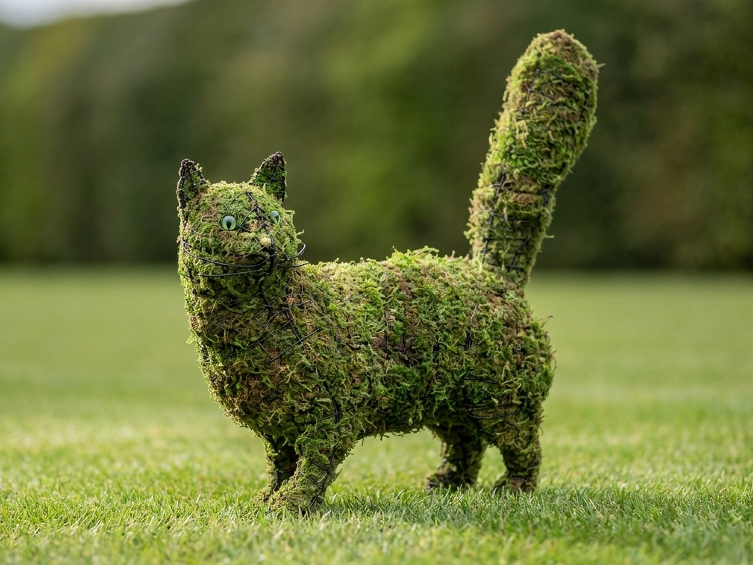 Walking Cat Topiary, Mossed, 18 in