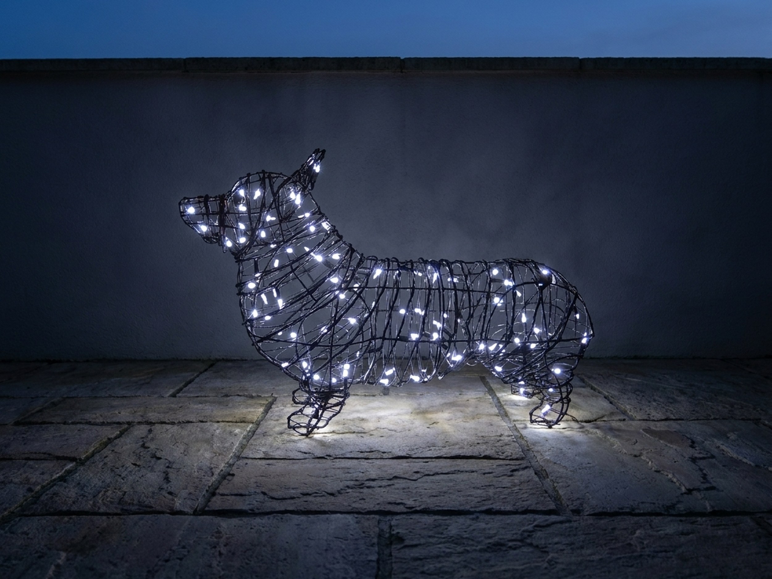 Lit Corgi Topiary Frame, 17 inch Lit Corgi Topiary Frame, 17 inch