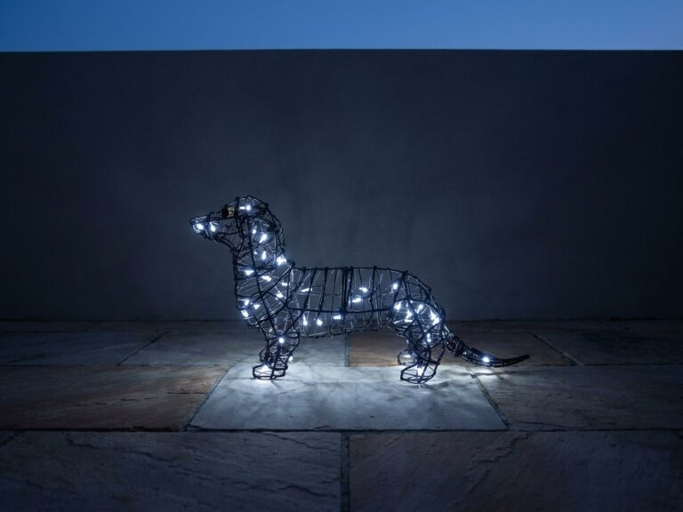 Dachshund Wire Topiary, 13 in (Lit)