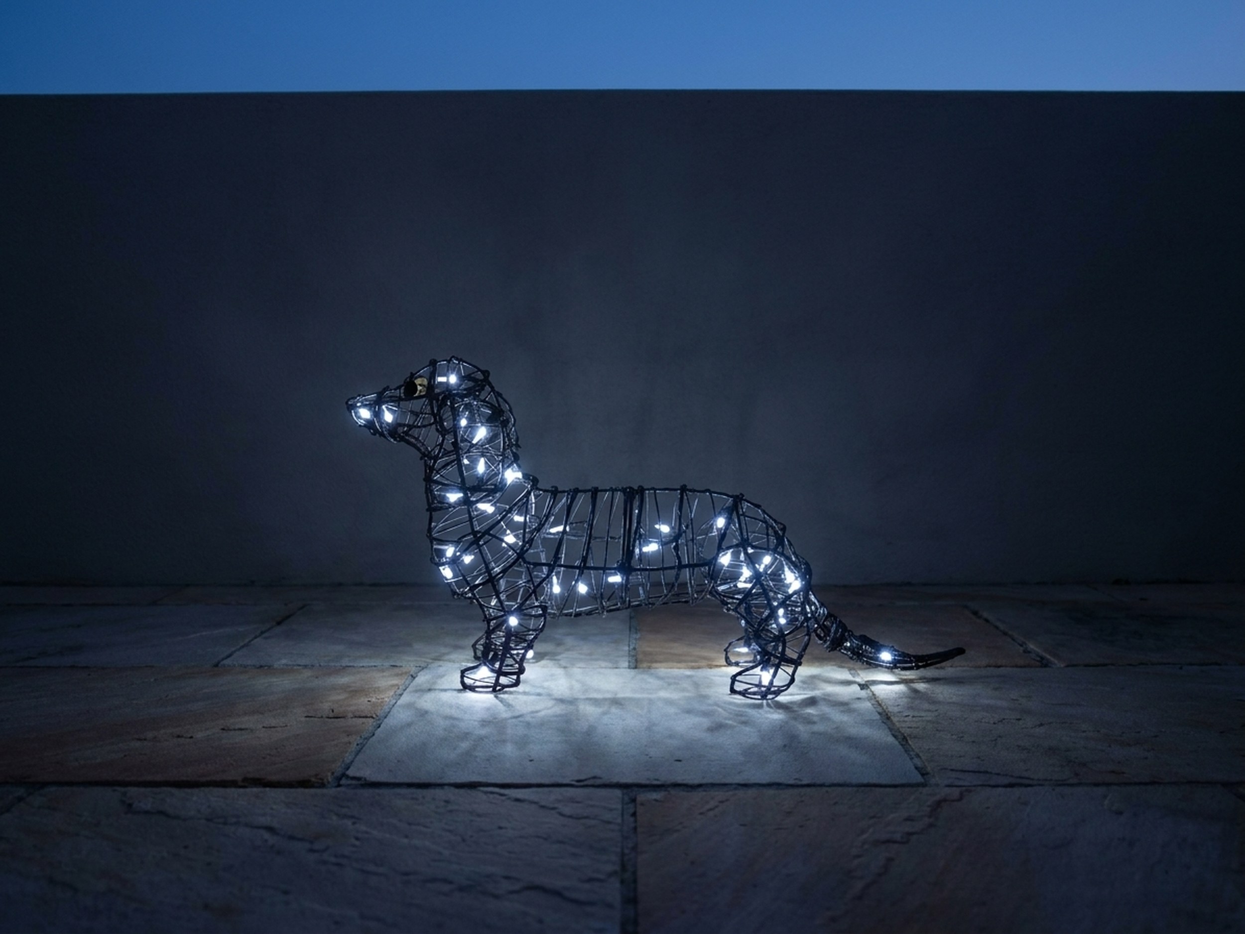 Dachshund Wire Topiary, 13 in (Lit)