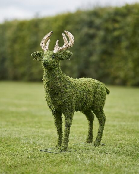 Mossed Deer Topiary, 18 inch