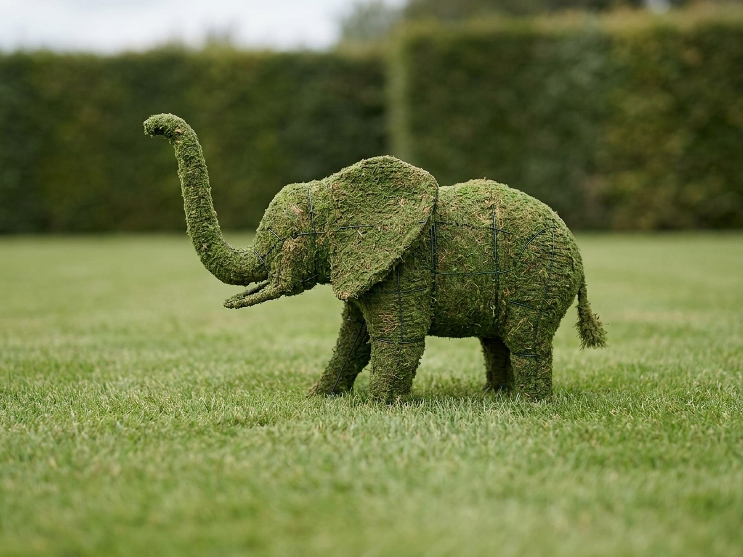 Elephant Topiary, Mossed, 32 in