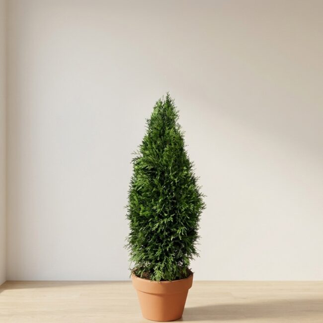 Preserved Emerald Green Arborvitae Cone Topiary, 60 inch