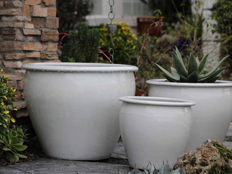 Fish Bowl Planter, Set of 3: White White