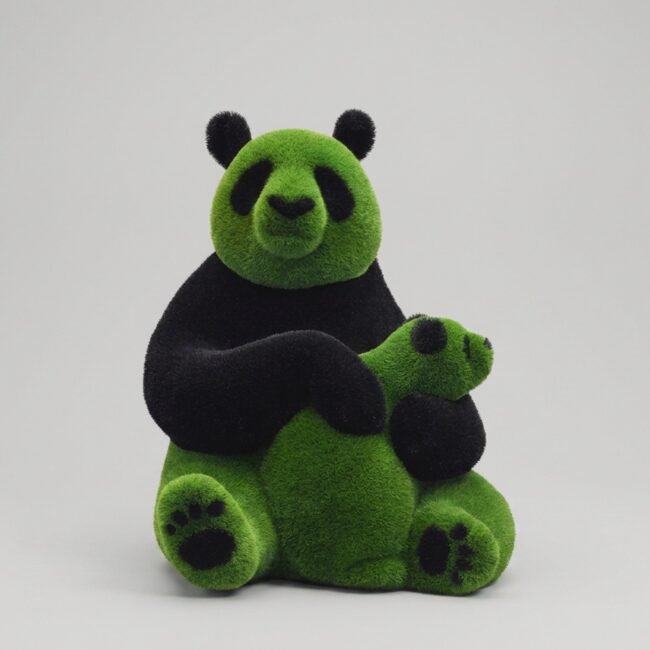 Panda Holding Baby Topiary, 3.3 ft