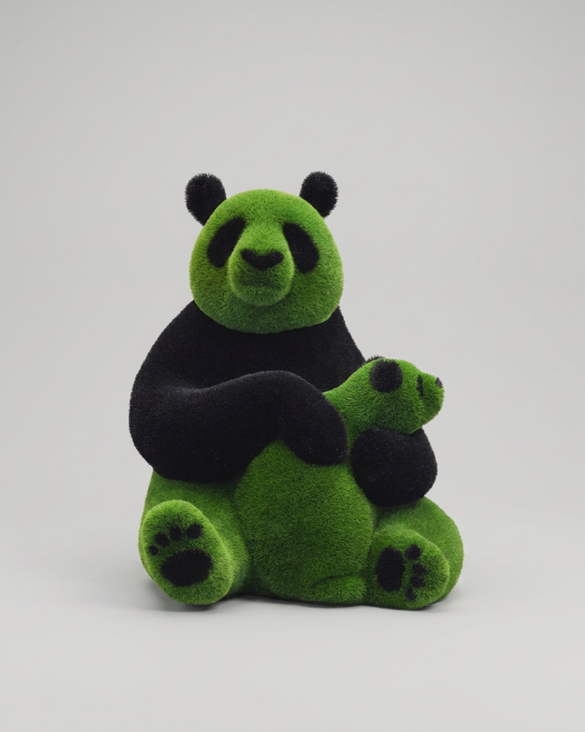 Panda Holding Baby Topiary, 3.3 ft