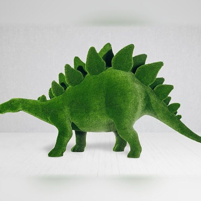 Grass-Covered Dinosaur Topiary, 8.7 ft