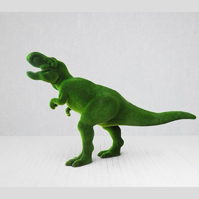 Grass-Covered Dinosaur Topiary Statue
