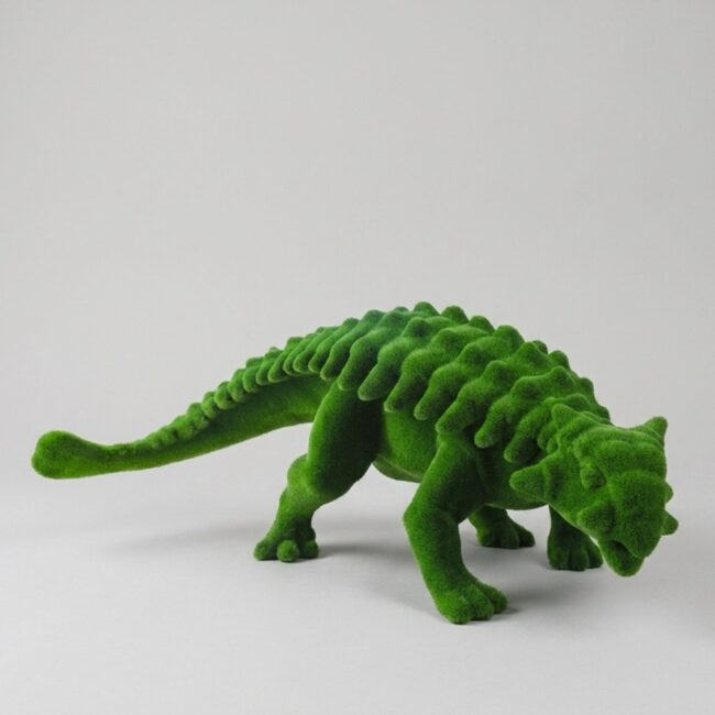 Green Moss Dinosaur Topiary Sculpture, 7.55 Ft