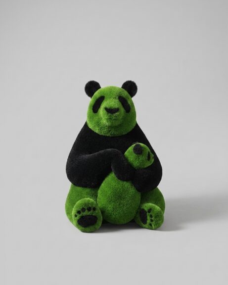 Panda and Baby Panda Topiary Statue, 5.91 ft