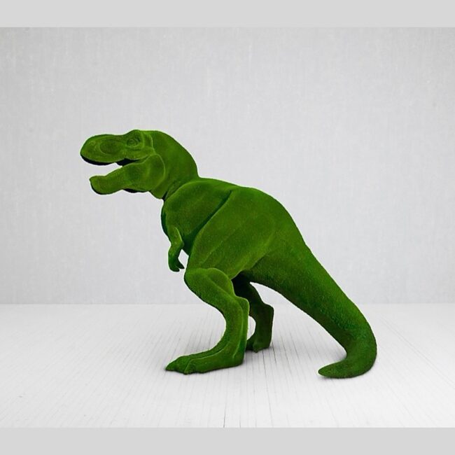 Green Velvet Textured Dinosaur Statue