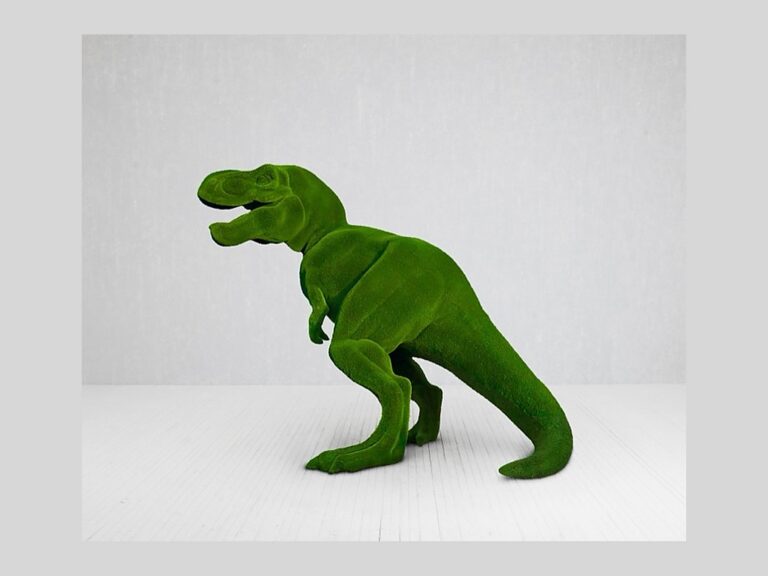 Green Velvet Textured Dinosaur Statue