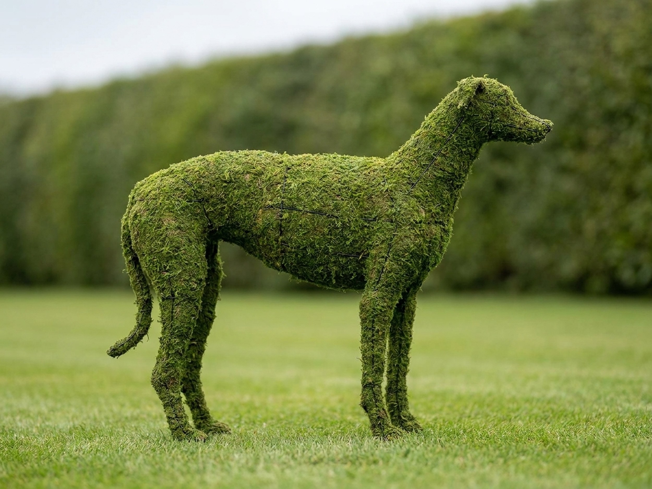 Greyhound Topiary, Mossed, 37 in Greyhound Topiary, Mossed, 37 in