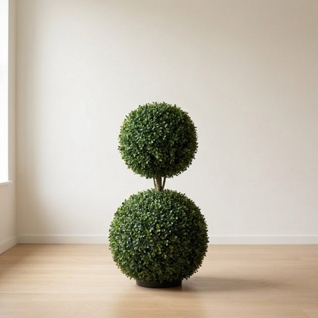 Double Ball Boxwood Topiary, 50 In