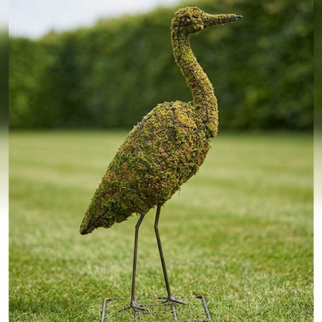 48-Inch Mossed Heron Topiary