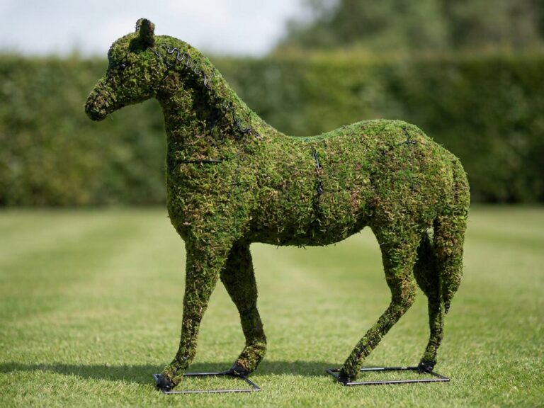 Mossed Horse Topiary Frame, 17 Inches