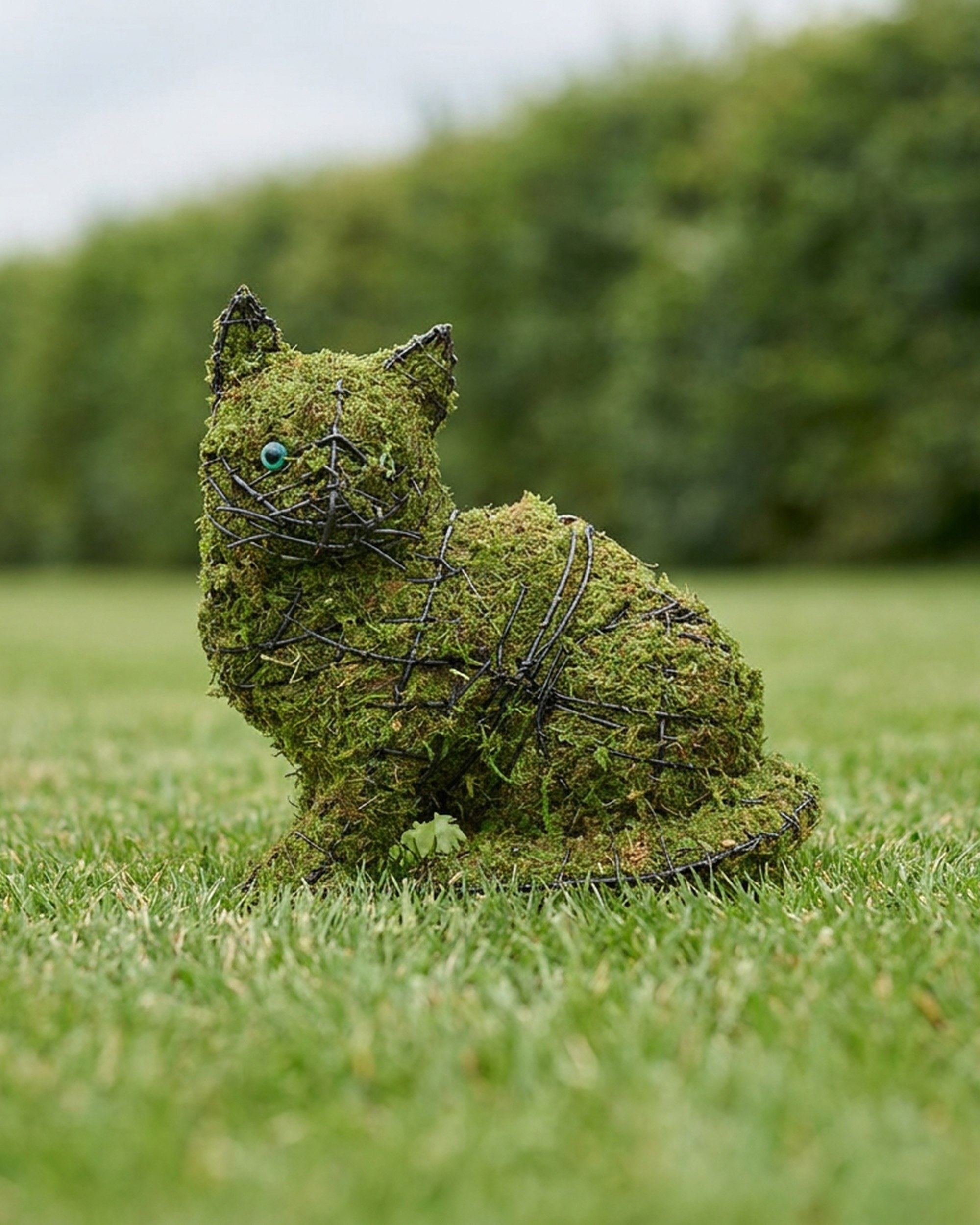 Sitting Kitten Topiary, Mossed, 9 in