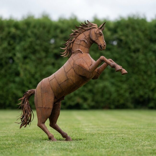Life-Size Rearing Horse Sculpture
