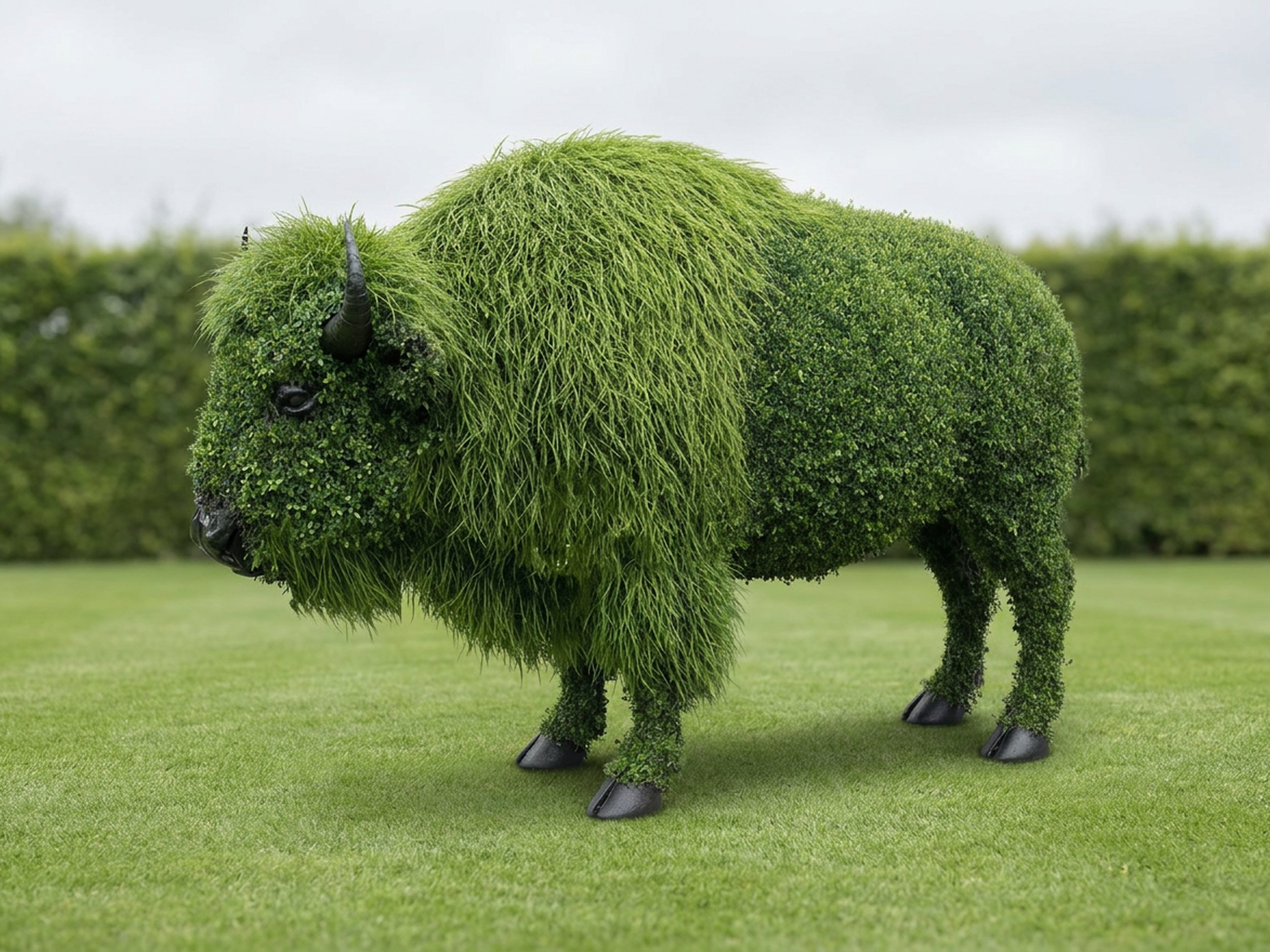 Lifesize Buffalo Topiary, Wire frame
