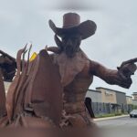 Life-Size Running Horse & Cowboy Metal Sculpture