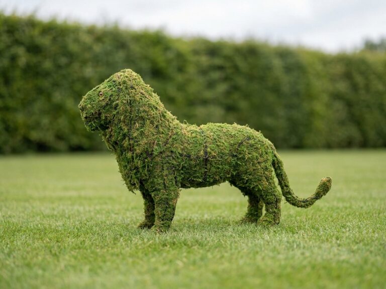Lion Topiary, 25 inch Mossed Wire Frame