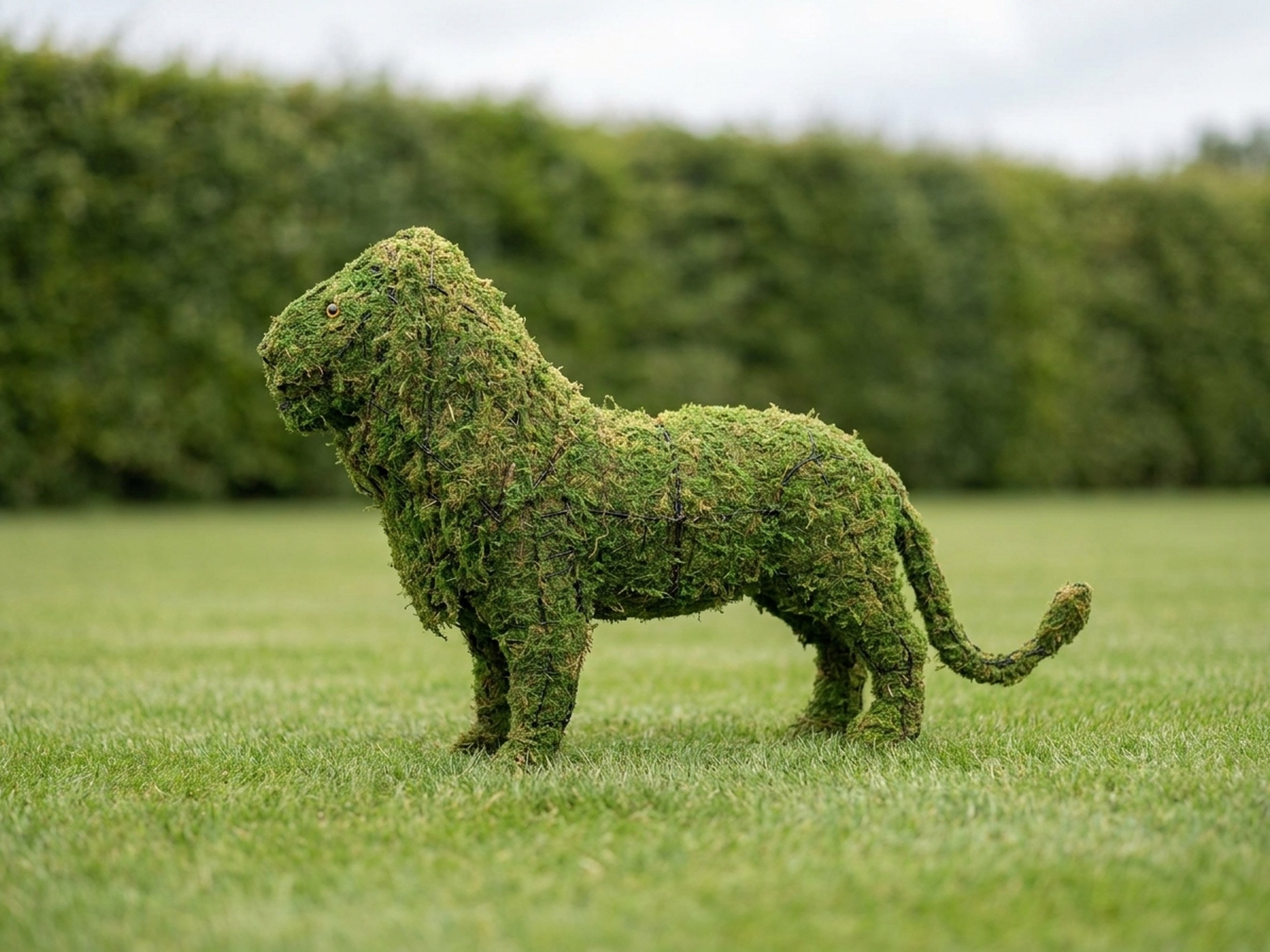 Lion Topiary, Mossed, 25 in