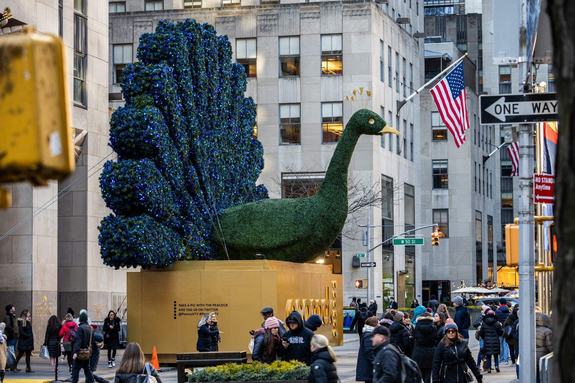 The NBC Peacock installed on site