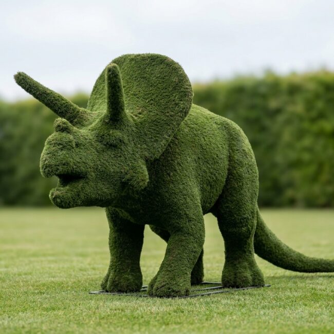 Triceratops Moss Topiary, 7.71 ft