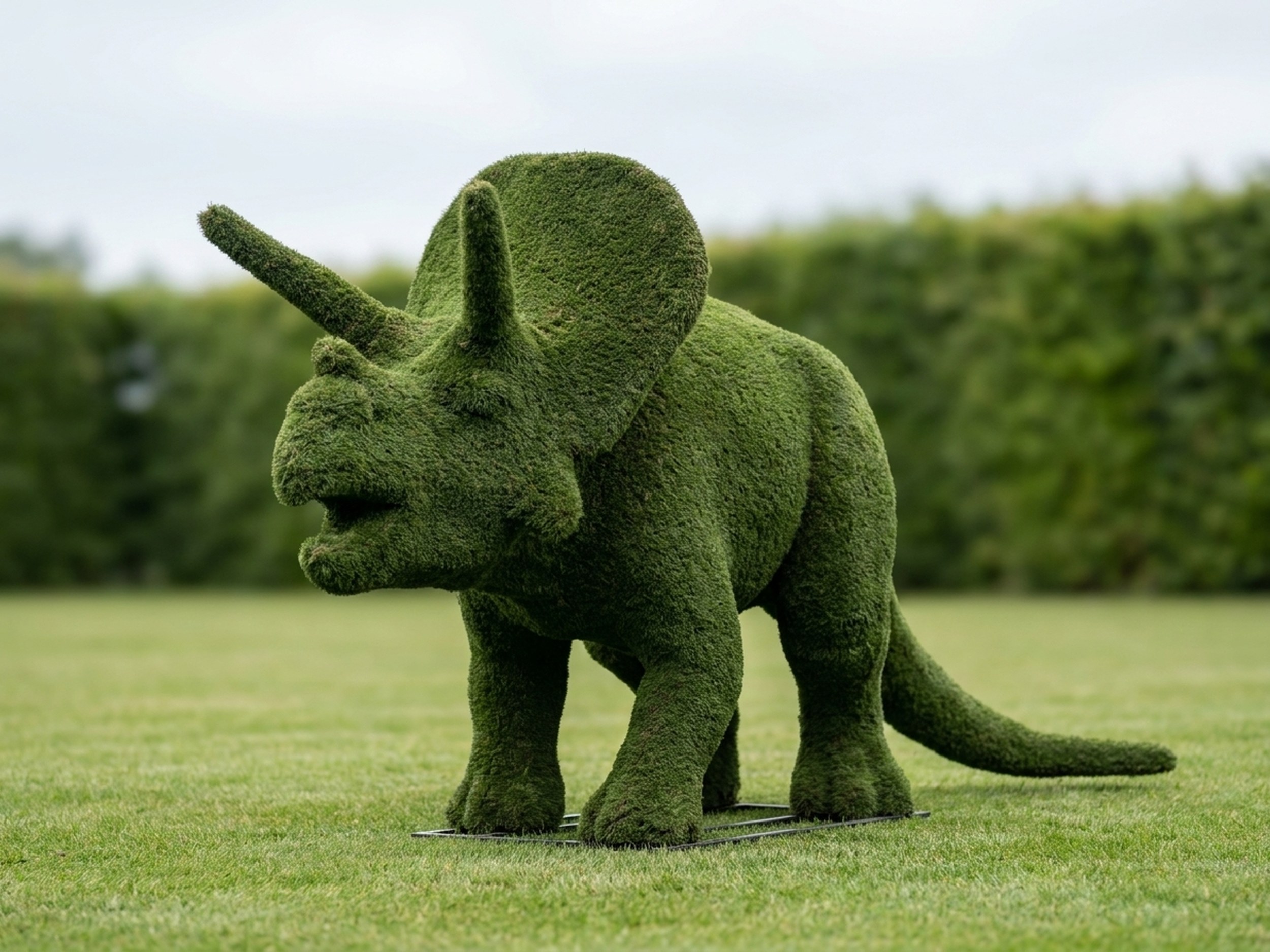 Triceratops Topiary, Mossed, 7.71 ft