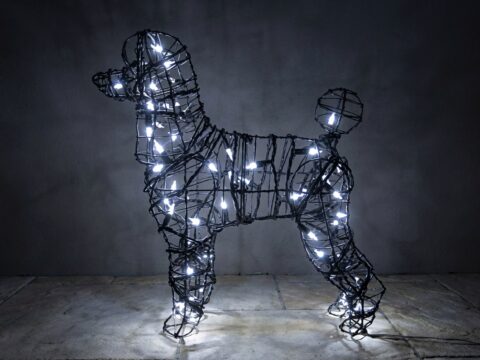 Poodle Topiary, Lighted wire frame, 17 in