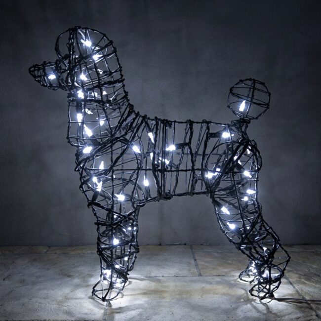 Lit Poodle Wire Frame Topiary, 17 in