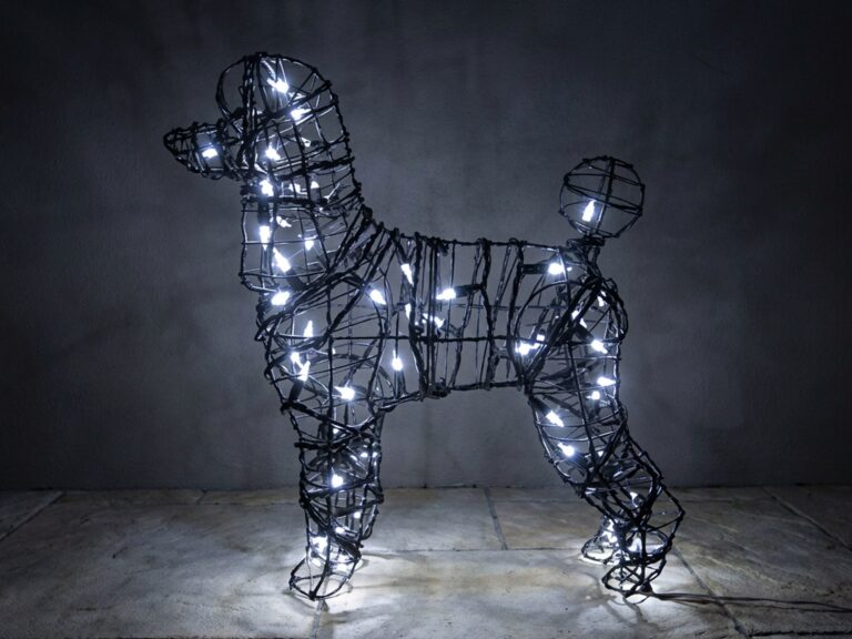 Lit Poodle Wire Frame Topiary, 17 in