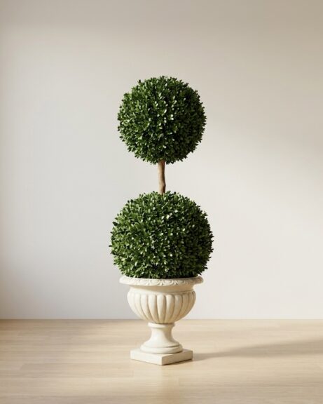 Preserved Double Ball Boxwood Topiary, 50 Inch
