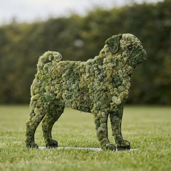 Standing Pug Topiary, 18 In (Mossed)
