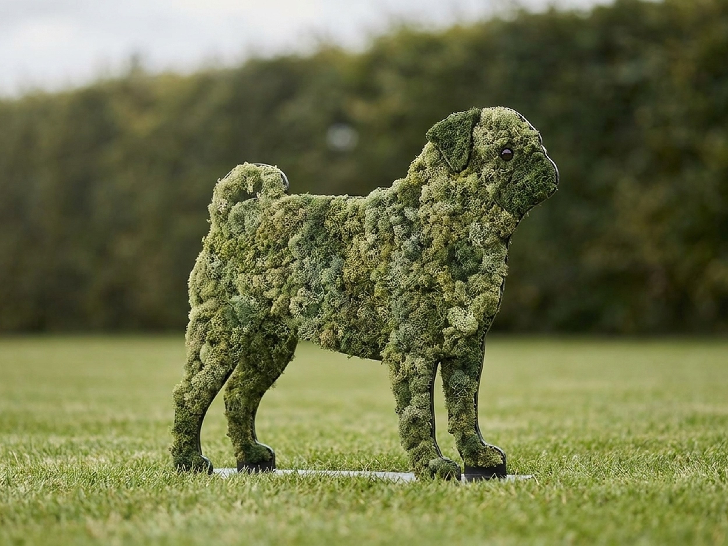 Standing Pug Topiary, Mossed, 18 in