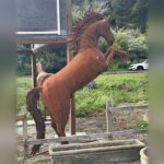 Rearing Horse Scrap Metal Sculpture, Spanish Style