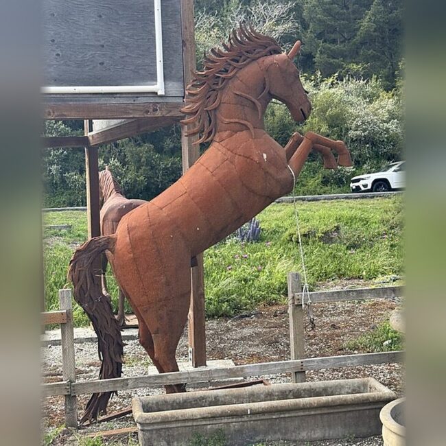 Rearing Horse Scrap Metal Sculpture, Spanish Style