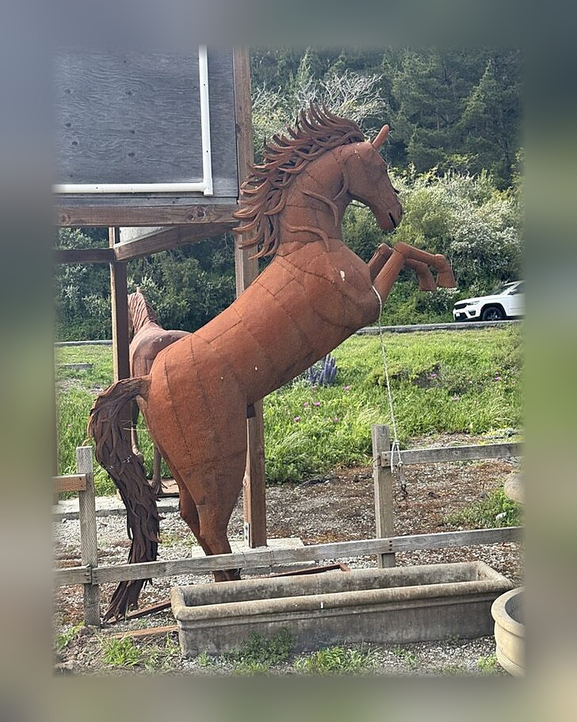 Rearing Horse Scrap Metal Sculpture, Spanish Style Rearing Horse Scrap Metal Sculpture, Spanish Style