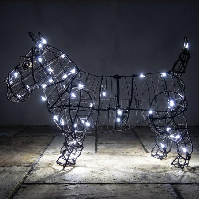 Scottie Lit Wire-Frame Topiary, 18 in