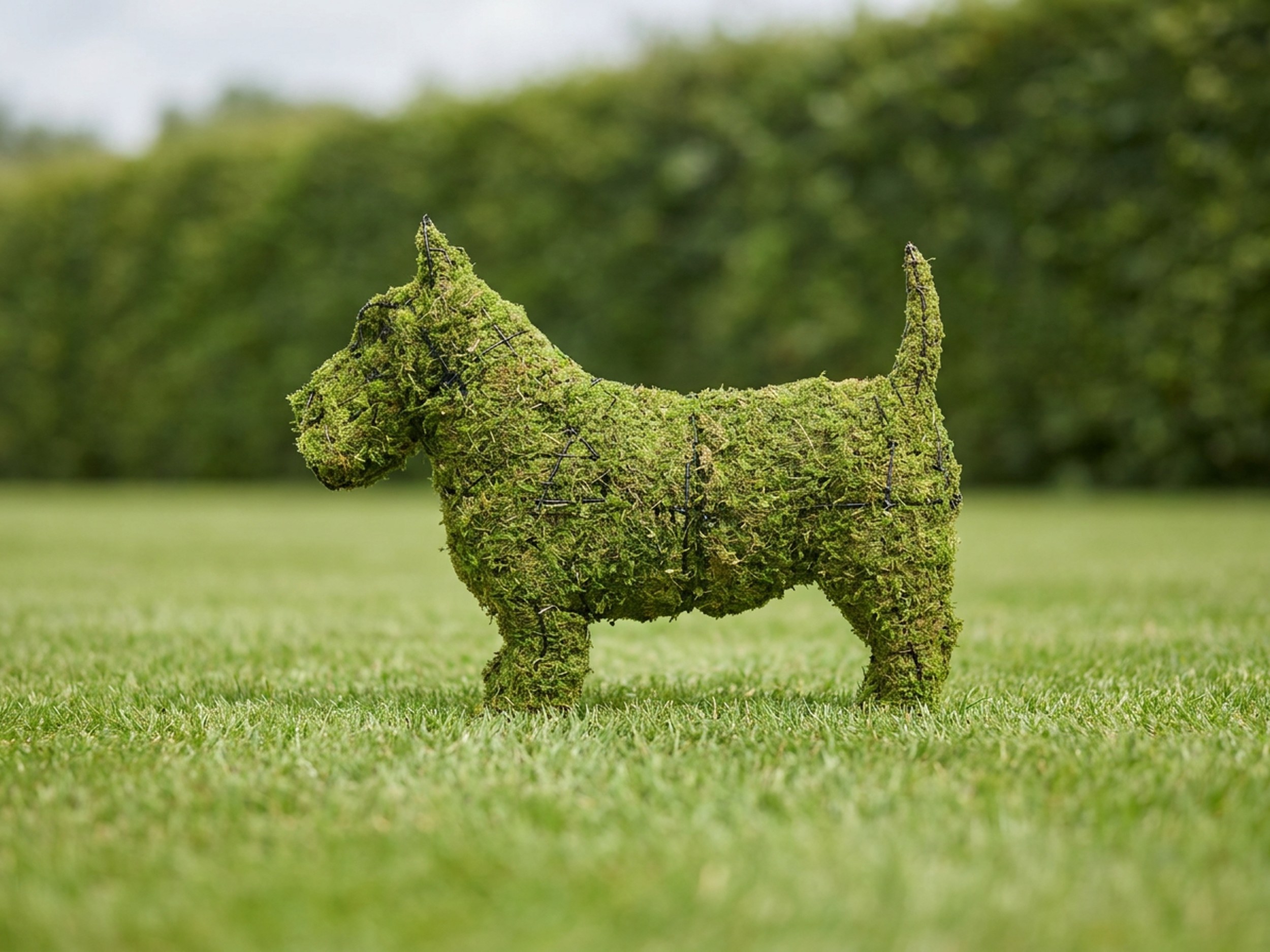 Scottie Topiary, Mossed, 18 in