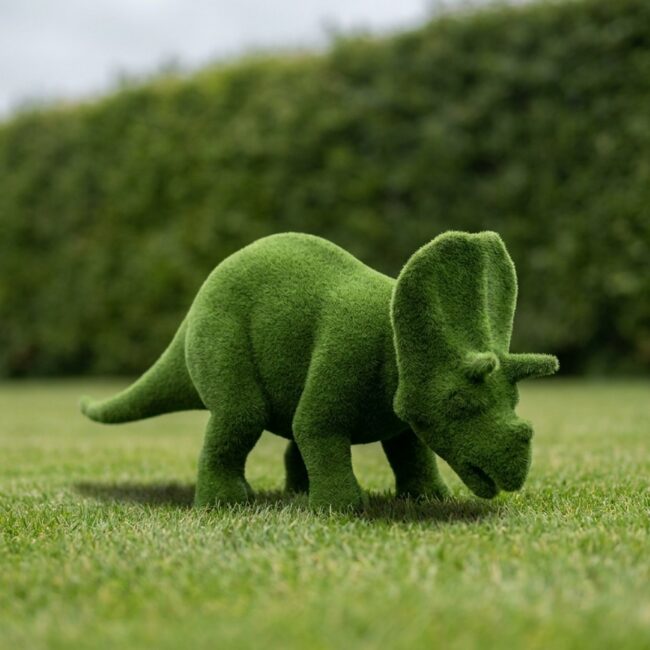 Artificial Grass Triceratops Topiary, 5.58 Ft