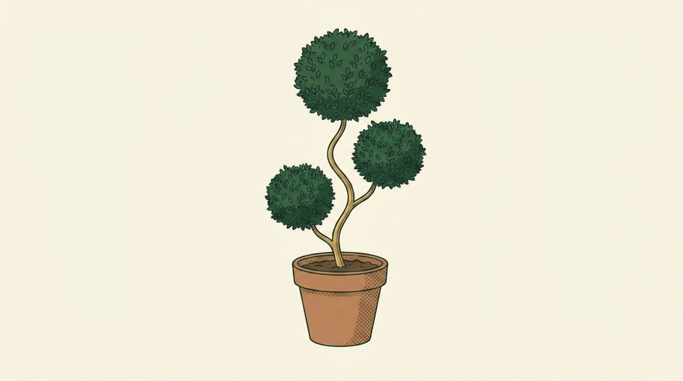 Pom pom topiary with three globes on one stem