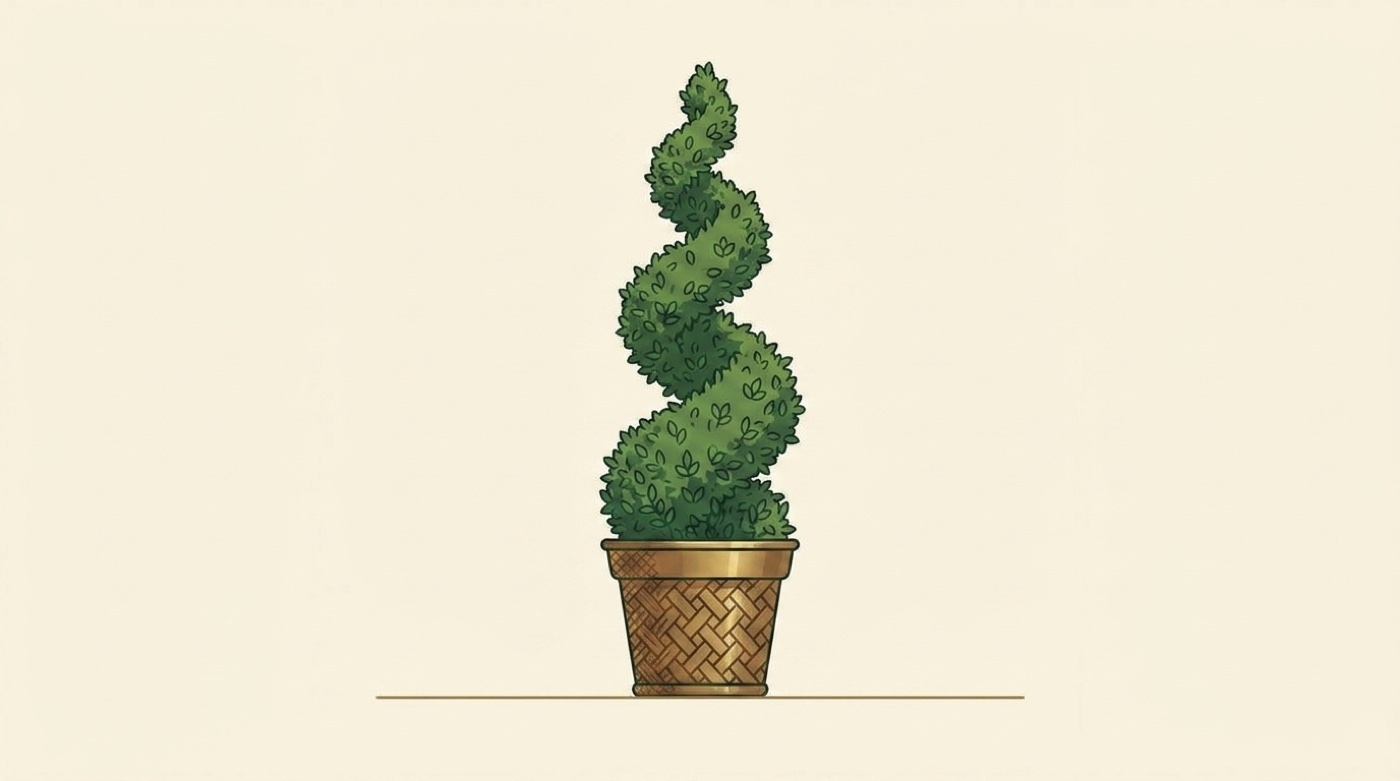 Hand-cut boxwood spiral topiary