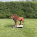 Standing Lion Sculpture, Scrap Metal, Spanish Style