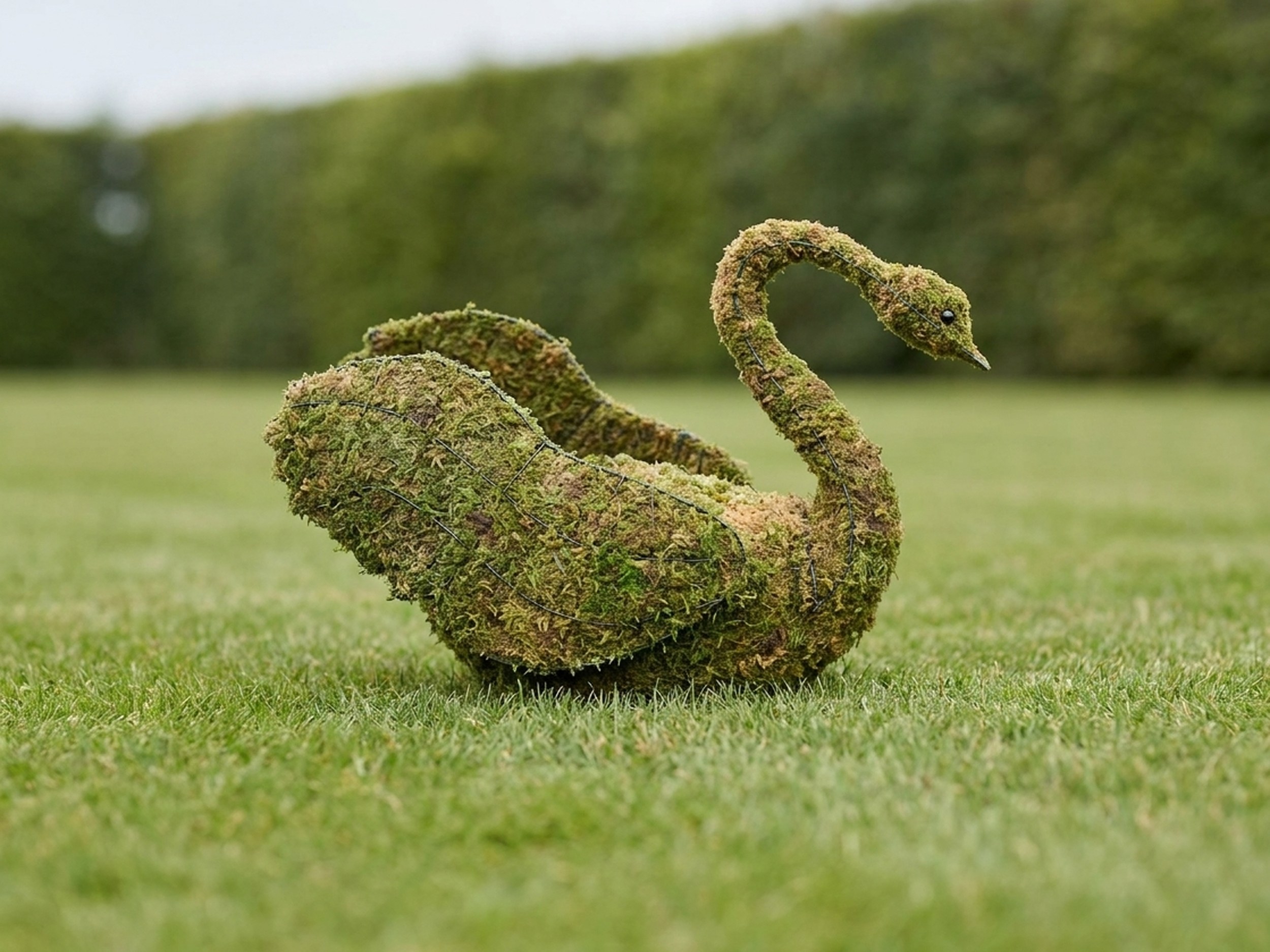 Swan Topiary, Mossed, 24 in Swan Topiary, Mossed, 24 in