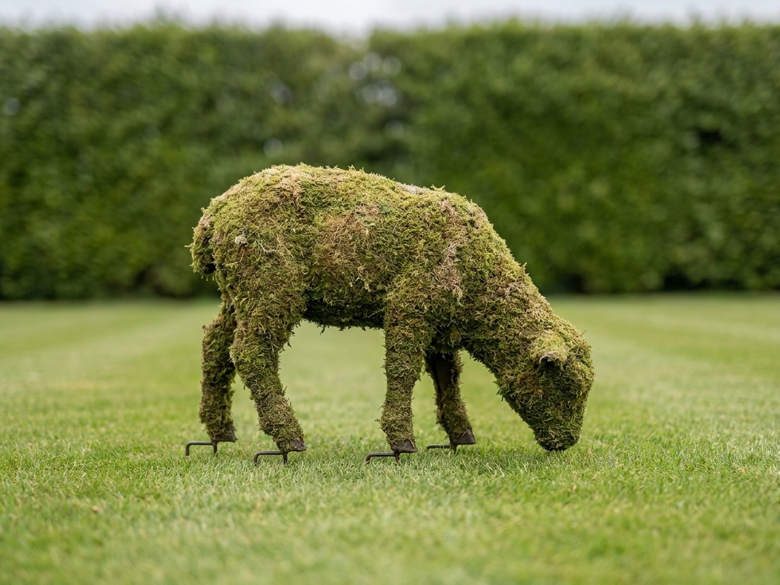 Sheep Grazing And Standing Topiary