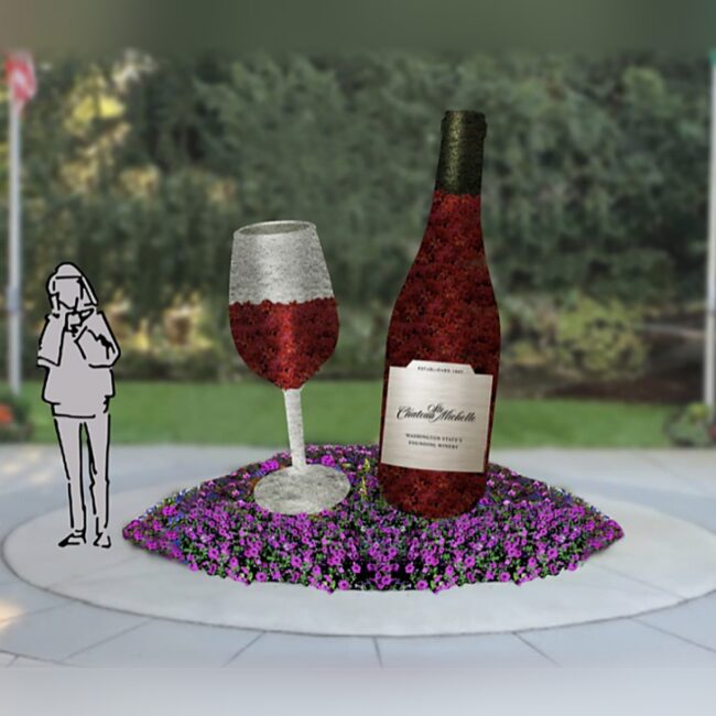 Topiary Wine Glass and Bottles