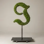 Monogram letter I topiary in Custom style, packed with green moss, on an adjustable stand